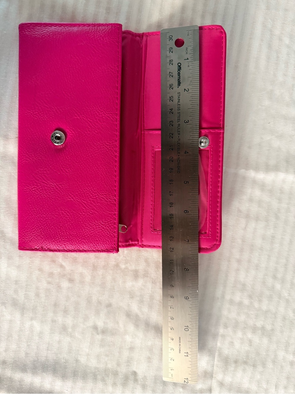 Hot Pink Trifold Wallet with Snap Closure